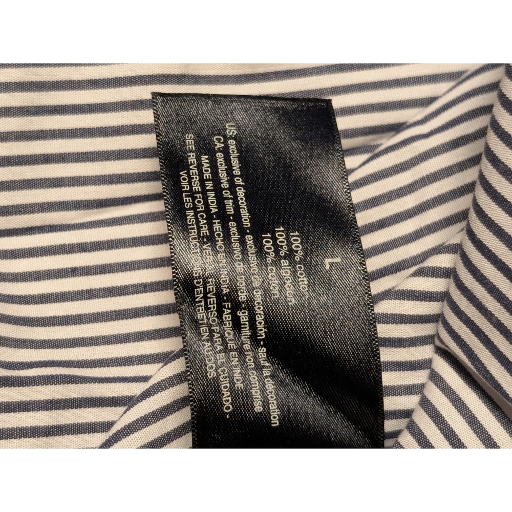 Gloria Vanderbilt Amanda Shirt Womens Large Blue White Striped Button Down Cottn - Picture 5 of 6